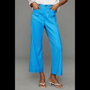 Anthropologie The Colette Cropped Wide-Leg Pants by Maeve: Linen Edition